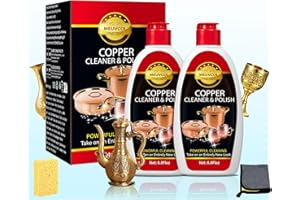 Meuvcol Brass & Copper Cleaner and Polish – 17.6 Oz Gentle Copper Polishing Cream for Pots, Pans, Sinks, Cups, Antiques – Res