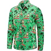 EUOW Men's Hawaiian Shirt Short Sleeve Printed Button Down Summer Beach Dress Shirts