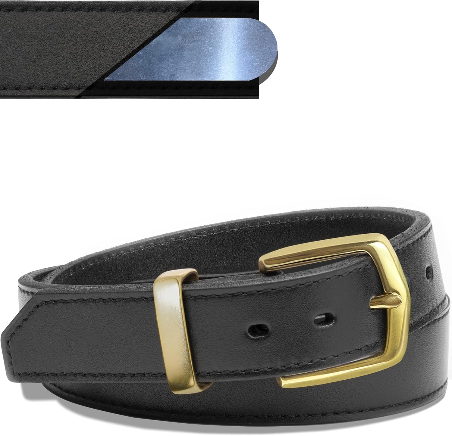 GODKOL Leather Gun Belt with Steel Core, Gun Belts for Men, Tactical Concealed Carry Belt CCW: Clothing