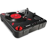 Numark PT01 Scratch Portable DJ Turntable | Scratch Switch, Built-In Speaker, 3-Speed Playback, USB Out, AC and Battery Power for Portablists