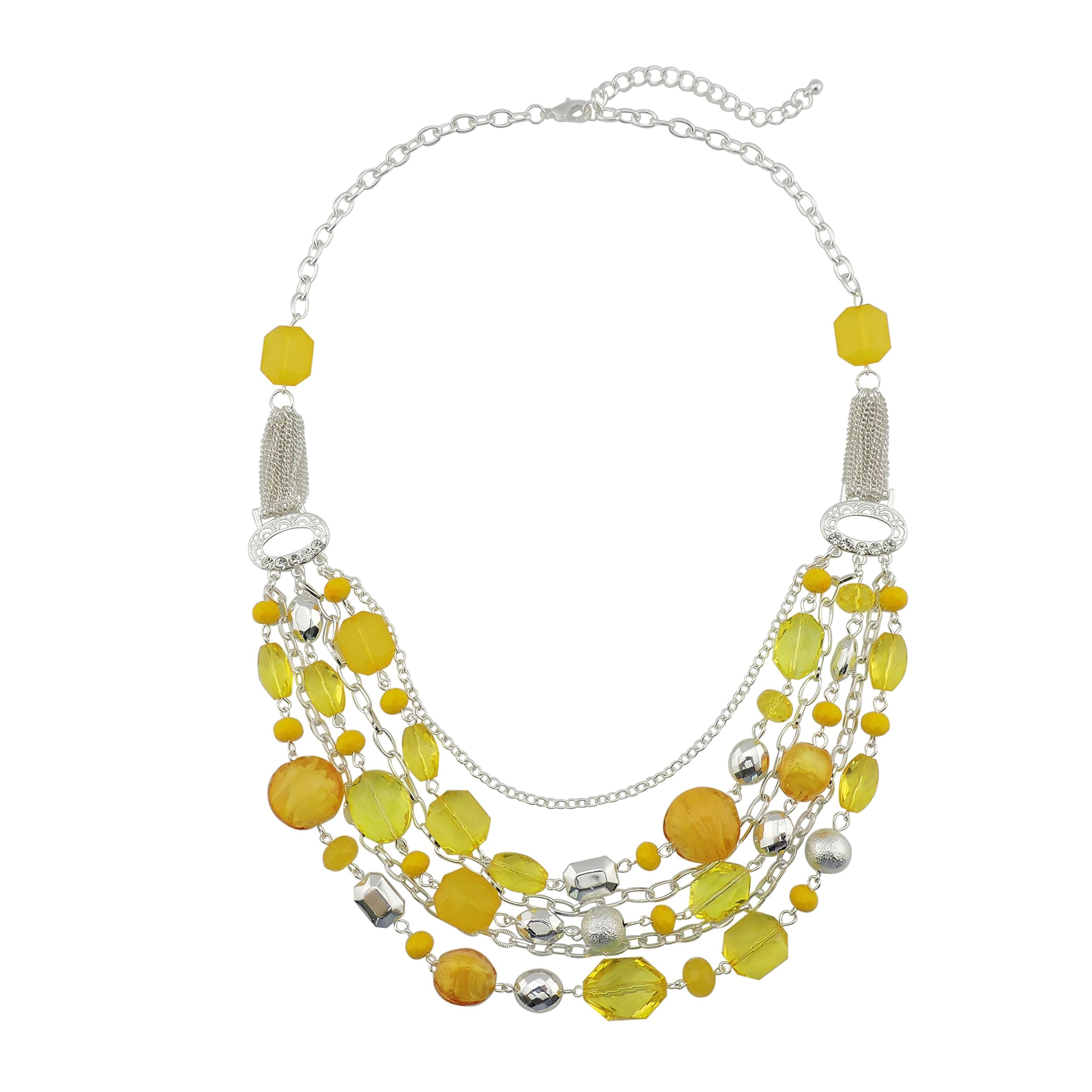 BOCAR Multilayer Statement Necklaces Crystal Colored Glaze Costume Jewellery for Women Gift (NK-10061-lemon)