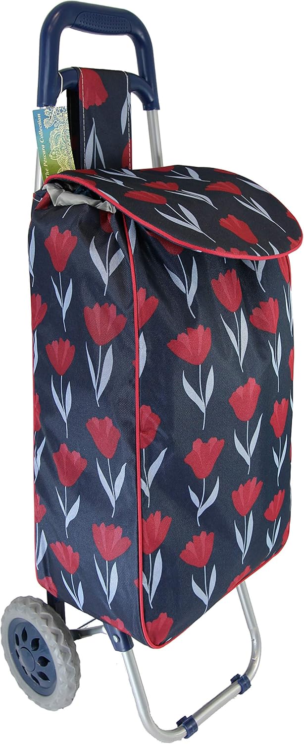 Large Shopping Trolley. Modern Floral Print. Pull Push cart