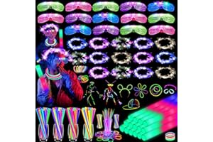 HONLYNE 142 PCS Glow in the Dark Party Supplies, 14PCS Foam Glow Sticks, 14PCS Light Up Headband,14PCS LED Glasses and 100PCS Glow Sticks Bracelets,for Glow Party, New Year, Wedding, Concert, Birthday
