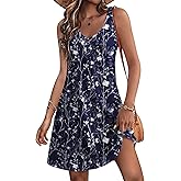 HOTOUCH Women's Casual Sundress with Pockets Summer Beach Dress Floral T-Shirts Dress V Neck Loose Tank Dresses
