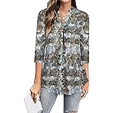 Ninedaily Womens Tops Dressy Casual 3/4 Sleeve V Neck Chiffon Shirt Work Blouses