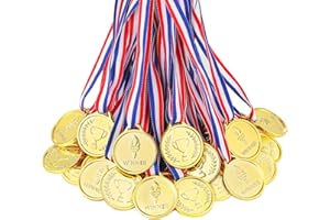 Caydo Gold Medals for Kids Medals for Awards Plastic Winner Award Medals for Kids(24PCS/100PCS)