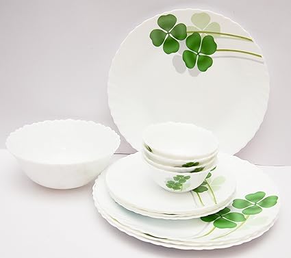 Diva Classique Dual Harmony Dinner Set, 33-Pieces, White/Green (CLSQ/DSET/A44)