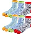 kilofly 6 Pairs Unisex Striped Flip Flop Split 2-Toe Tabi Socks Value Pack