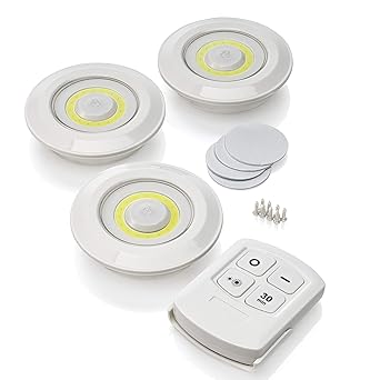 Auraglow Funkfernbedienung Kabellose LED Unterbauleuchten 3er-Pack mit Timer und Helligkeitsregelung