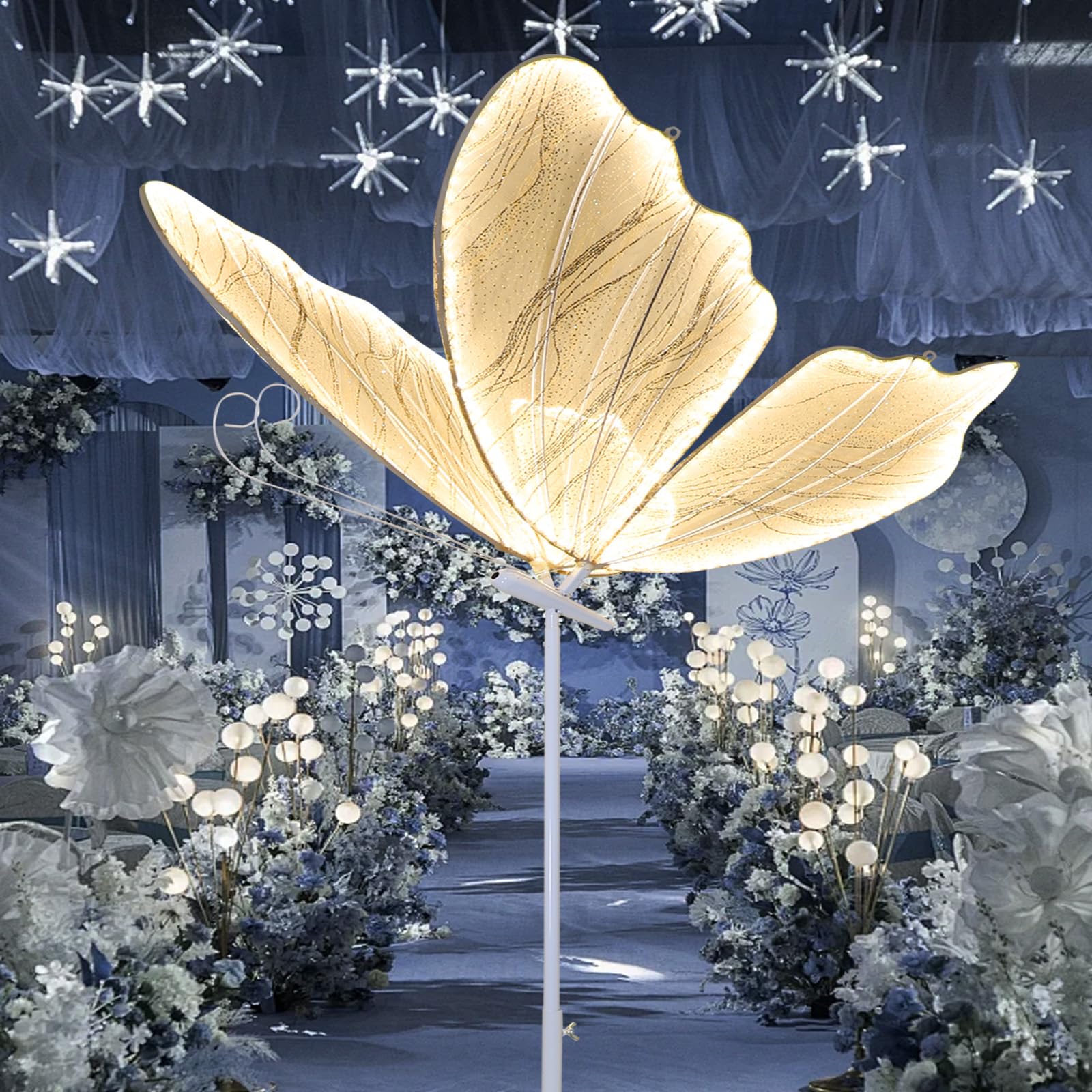 Photo 1 of ECGOIOE Wedding Butterfly Floor lamp Creative Butterfly Ceiling Lamp Butterfly Hanging Decoration Props for Wedding Party Events, 80CM/31.5INCH, Warm-1PCS