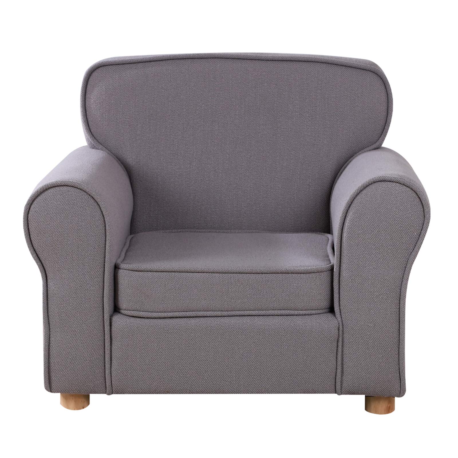 Babyland Big Kids Armchair,Linen Fabric Toddler Sofa Chair with Adjustable Wooden Legs for Children 0-6 Years Old (Gray)
