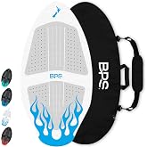 BPS New Zealand 'Flame' Wooden Skimboard for All Ages | Built-in EVA Grip Pad, High Gloss Clear Coating, Optional Bag, Nose Rocker, 7 Layer Wood