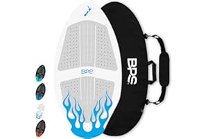 BPS New Zealand ‘Flame’ - High Performance Wooden Skimboard with Custom Traction Pads – with Optional Padded Carry Bag Made from Recycled Plastics – for Kids or Adults, Choose from 4 Colors