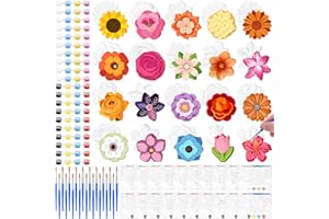 JellyArch 20 Set Flower DIY Painting Kit Ceramic to Paint Your Own Statues Unpainted Plaster Figurines Brushes Acrylic Paints Bags Party Favor for Adults