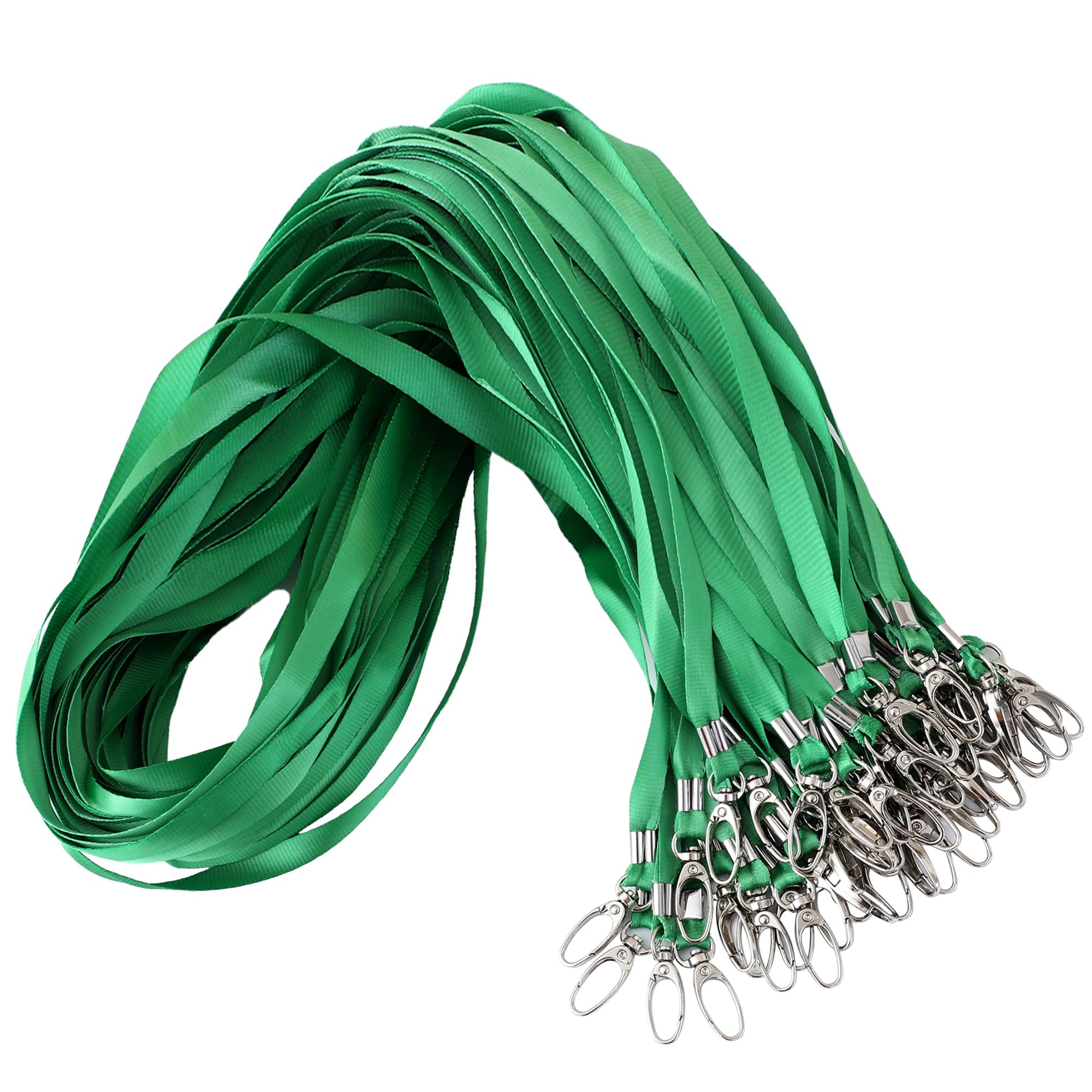 ROSSHINE 50pcs Green Lanyards for Neck, Nylon Neck Strap Lanyard for Keys ID Cards Name Tags Badge Holders with Swivel Hook Ideal for Staff Student Doctors Visitors