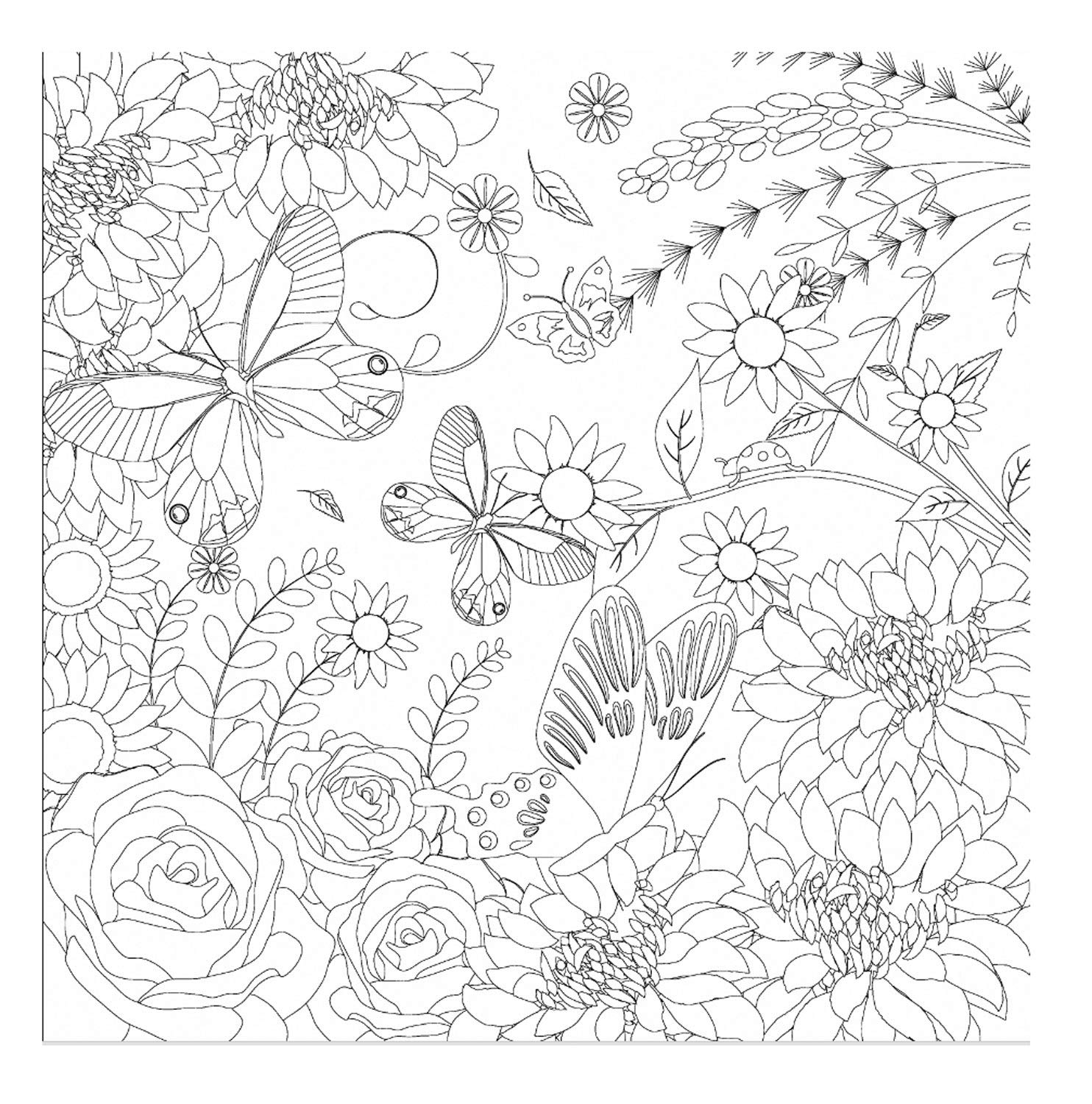 Honsell 12113 - Stretcher Frame with Flowers Motif, Size 30 x 30 cm, Pre-Printed Motif for Colouring with Acrylic, Watercolour and Oil Paints and Felt Pens