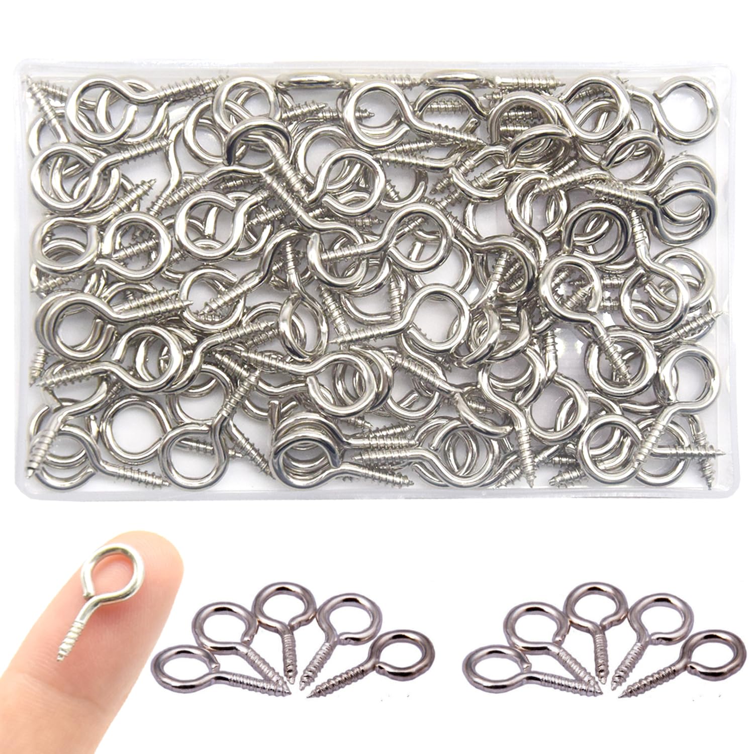 CEEYSEE 100pcs 1 inch Small Screw Eye Heavy Duty Screw Eye Self-Tapping Hanging Hooks Screws Hooks Ring(YJY4)