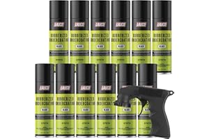 LAUCO Rubberized Undercoating Black 15oz Aerosol Spray Paint Can with Aerosol Spray Gun - Pack of 12