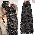RuiYok 18 Inch Micro Box Braids Crochet Hair 240 Strands Dark Brown Curly ZiZi Box Braids 8 Packs Micro Locs with Curly Ends Micro Twisted Braiding Hair Extensions for Women #4