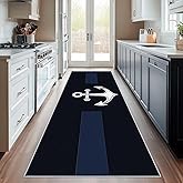 Boat Anchor Runner Rug 2x4 Small - Hallway Runner Rug Nautical Navy Blue Pattern, Non Slip, Washable, Boat Anchor Home Decor 