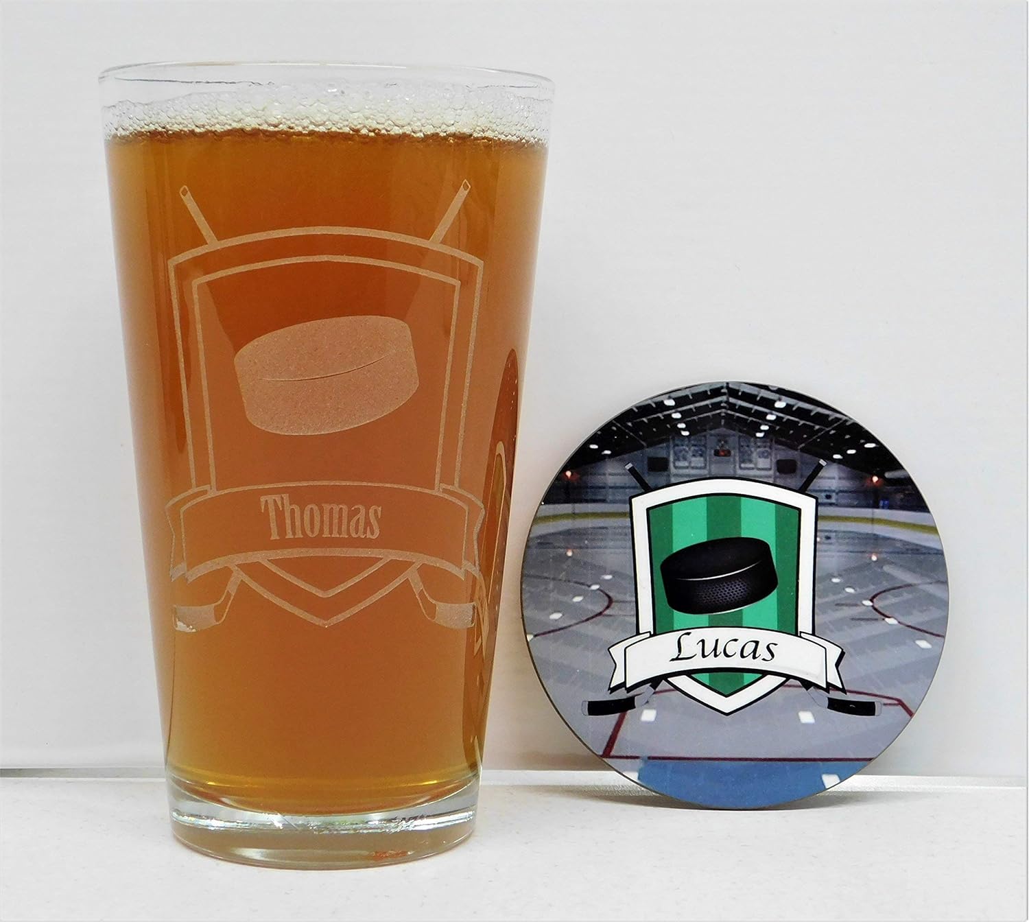 Hockey Glass and Coaster Gift Box Set Hockey Gifts Hockey Team Hockey Awards Hockey Glass Hockey