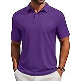 Cotrasen Polo Shirts for Men Cotton Pique Short Sleeve Golf Shirts with Pocket Classic Casual Moisture Wicking Polos