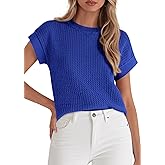 PRETTYGARDEN Women's 2026 Spring Fashion Sweater Vest Business Casual Crochet Tops Cap Sleeve Knit Shirt Beach Summer Outfits