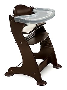 Embassy Convertible Height Adjustable Wood Baby High Chair with 2 Trays