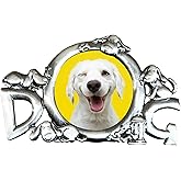 WEKOOSE Small Metal Picture Frame Mini Silver Cartoon Dog Lover Photo Picture Display Holder with Brackets, Antique Desktop Photo Frame for Home Decoration Gift