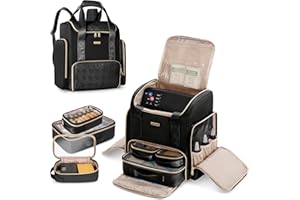 Prokva Tattoo Travel Case with 3 Cases, Tattoo Supplies Storage Organizer Backpack, Tattoo Stencil Printer Carrying Bag, Black