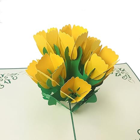 Tulip 3d Flower Pop Up Greeting Card For All Occasions Mothers Day Love Birthday Anniversary Wedding Loved Ones Congratulations Get Well