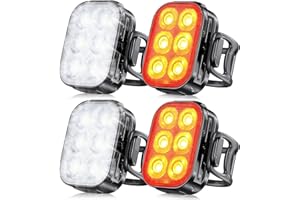 TEUMI Bike Lights Front and Back, Rechargeable Bike Lights for Night Riding, Waterproof IP65 Bicycle Light, 4+6 Modes Bike He