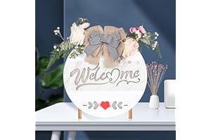 LOKEISNA Interchangeable Welcome Sign with Automatic Induction Light, Welcome Sign with 8 Changeable Icons, Welcome Sign for Front Door, Wooden Wall Sign for Home Decorations, Farmhouse Décor