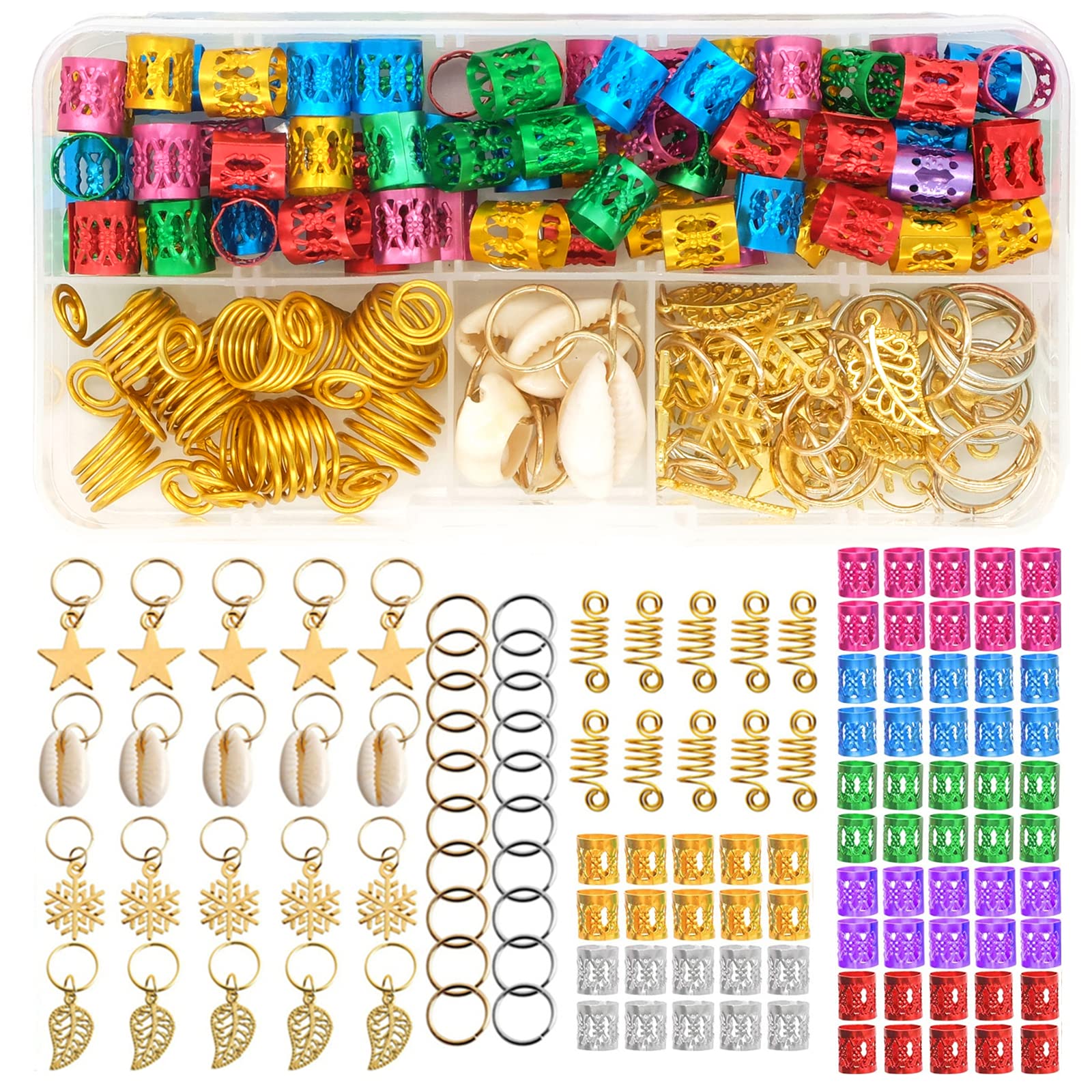 Photo 1 of 120 Pieces Hair Jewelry for Women Braids, 7 Diffent Colors Braiding Hair Rings for Braids Hair, Colorful Hair Accessories with Cute Pendant