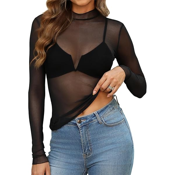 Cuello Alto Blusa Negra De Encaje Manga Larga Blusas Casuales