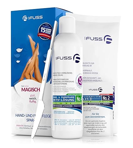 Hornhautentferner Mr. Fuss Lösung No. 4 - schnell erweichend - 250ml Plus Pack Multi - gegen Hornhaut, Nagelhaut, Druckstelle