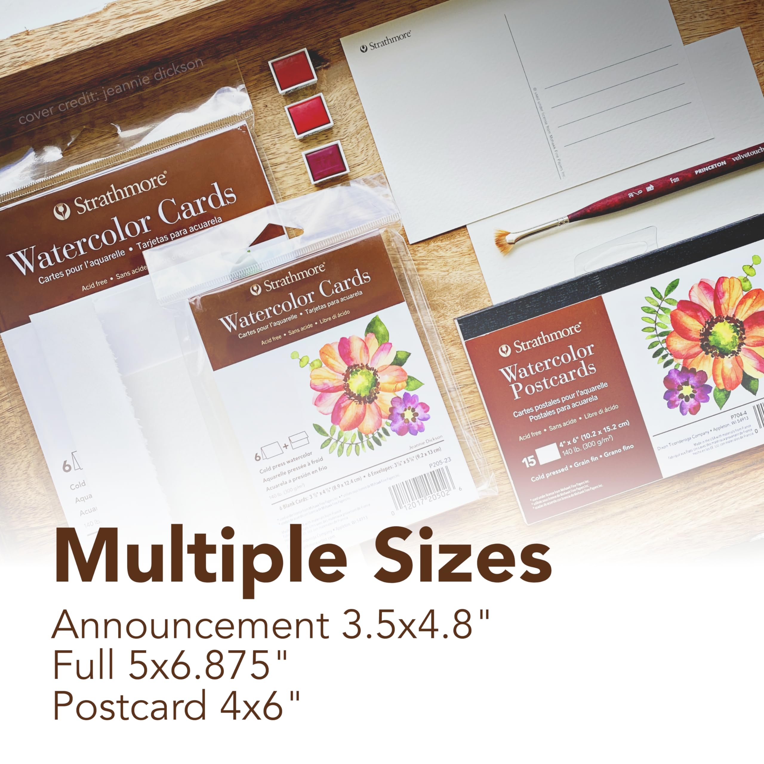 Strathmore 400 Series Watercolor Cards, Cold Press, 5x6.875 inches, 6 Pack, Envelopes Included - Custom Greeting Cards for Weddings, Events, Birthdays