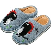 INMINPIN Boys Girls Cozy House Slippers Warm Plush Winter Cotton Slipper Kids Cute Dinosaur Indoor Shoes Non-Slip
