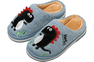 INMINPIN Boys Girls Cozy House Slippers Warm Plush Winter Cotton Slipper Kids Cute Dinosaur Indoor Shoes Non-Slip