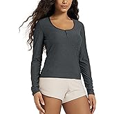 ODODOS Women's Long Sleeve Henley T-Shirt – Ultra Soft odSTRATUM Tech Tee, UPF 50+ Button V-Neck Top