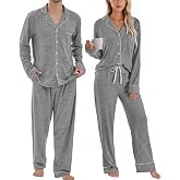 PJGGZ Matching Pajamas for Couples, Button Down Loungewear Soft Warm Long Sleeve Sleepwear His and Hers Pajamas Sets