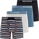 DOCKERS Mens Stretch Boxer Brief Underwear Stretch Cotton Underwear 4 Pack