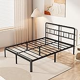 Yicensen 14 Inch Queen Bed Frame with Headboard, Heavy Duty Metal Queen Size Platform Bed Frame No Box Spring Needed with Rounded Corner Legs, Noise Free, Easy Assembly, Black