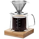 BTaT- Pour Over Coffee Maker Set, Double Wall Glass, 16 oz, Drip Coffee Maker, Permanent Filter, Coffee Maker Pour Over, Manu