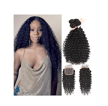 Amazon Com Brazilian Deep Wave Bundles With Closure Non Remy