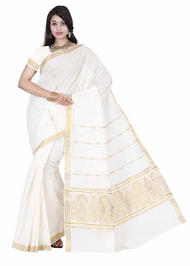 Kerala Kasavu (Mango Motiff) Zari Rich Pallu Handloom Saree