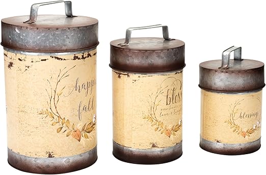 Amazon Com Audrey S Happy Fall Primitive Canisters Set Of 3