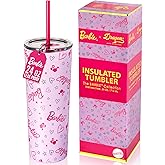 Dragon Glassware x Barbie Vacuum Insulated Tumbler with Lid and Straw - 24 oz Tumbler Cup with 2 Straws - Stainless Steel Tumbler with Straw for Water, Iced Tea - Travel Coffee Tumbler - Love Out Loud