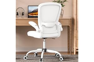 Mimoglad Home Office Chair, High Back Desk Chair, Ergonomic Mesh Computer Chair with Adjustable Lumbar Support and Thickened Seat Cushion (Modern, Ivory White)