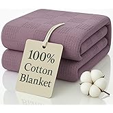 JMR 100% Cotton Waffle Blanket Queen Size - Lightweight Waffle Weave Throw for Bed, Sofa & Couch - Breathable All-Season Comfort for Home, Travel & Camping (Plum)
